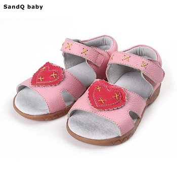 Genuine Leather Girls Sandals 2020 New Summer Children Shoes for Girls Heart-Shaped Kids Sandals Breathable Girls Princess Shoes